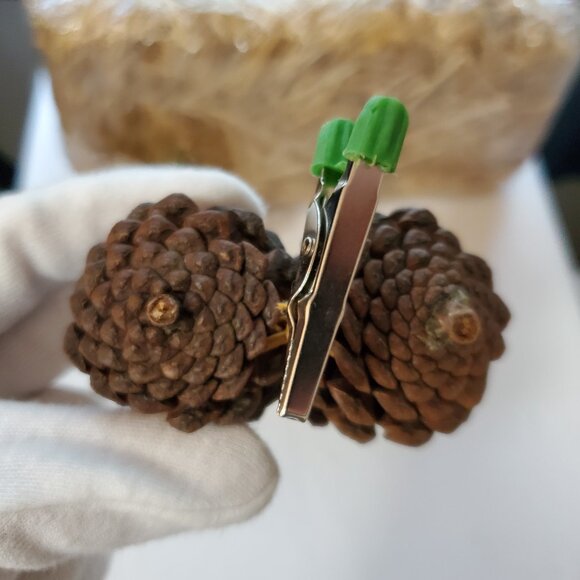 Natural Unscented Wooded Pinecone Clip Ornaments – Holiday Décor – Set of (2) - Picture 5 of 6